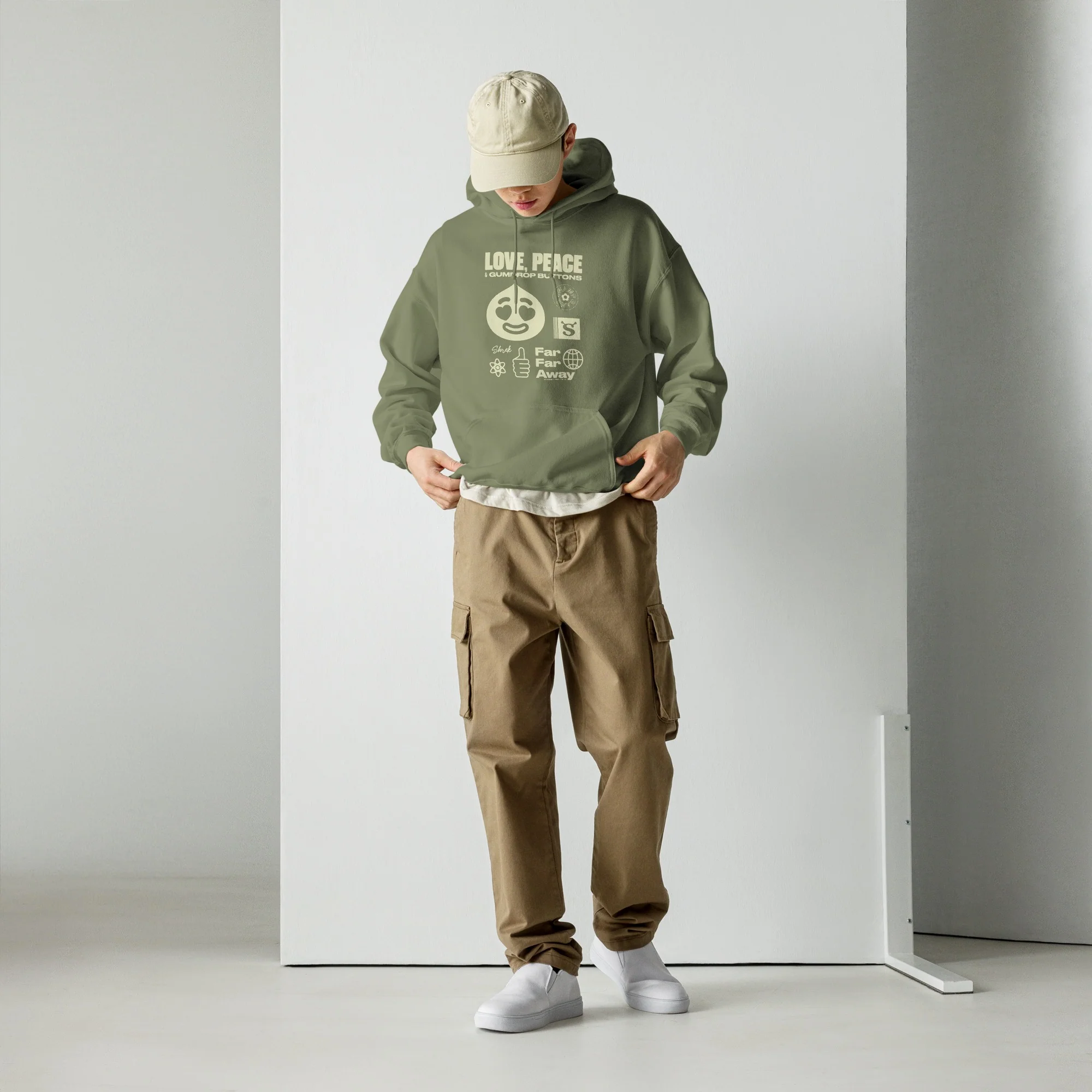 Shrek Love, Peace & Gumdrop Buttons Hoodie - Image 3